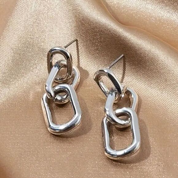 Chain Dangle Earrings Trendy Alloy Earrings with Stylish Design - Picture 3 of 5